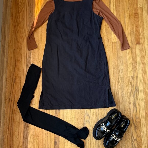 Field Gear Sleeveless Vintage Black Dress Size 12 Linen/Cotton - Picture 6 of 6